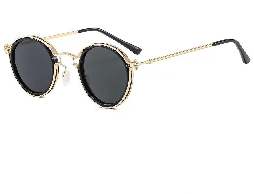 Mens Retro Metal Round Frame Sunglasses UV400 Protection Business Outdoor Street Photography Fashion Decorative Glasses