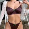 French underwear sexy satin lace underwear summer thin big breasts small anti-sagging bra