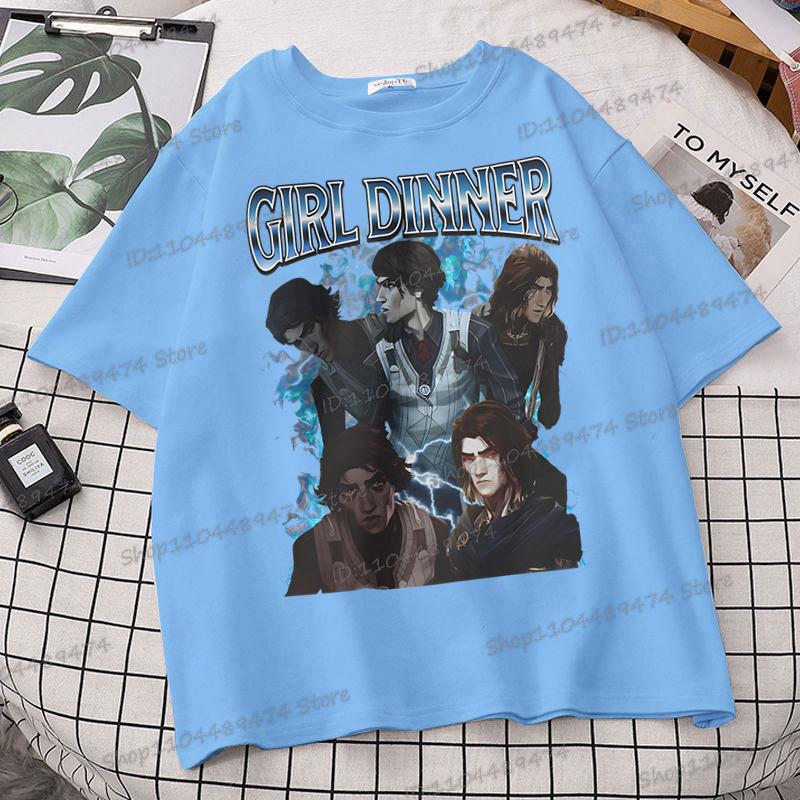 Viktor Arcane Girl Dinner T-shirt League of Legends Classic Street Style Top Clothing Women/Men Lol Fan Gift Anime Apparel Shirt