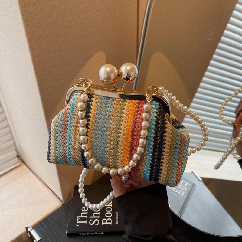 Летняя тканая соломенная сумка-тоут, повседневная женская сумка на плечо для пляжного отдыха, большая вместительная женская сумка 20x7x12cm