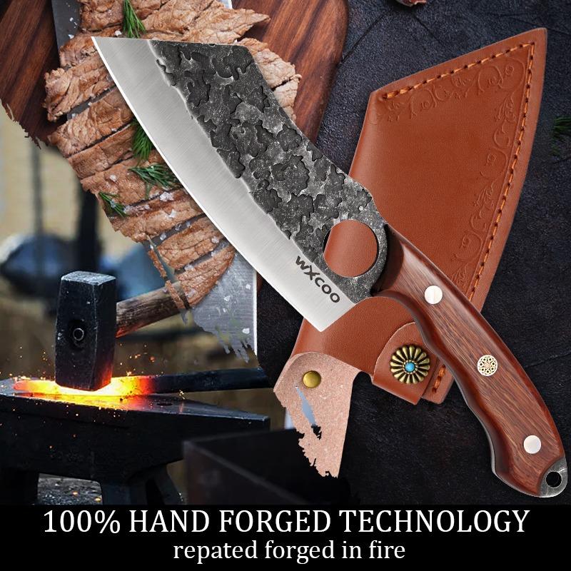 Stainless Steel Kitchen Knife Wooden Handle Sharp Boning Knife Multipurpose Knife Kitchenware Butcher Cutting Paring Meat Cleaver