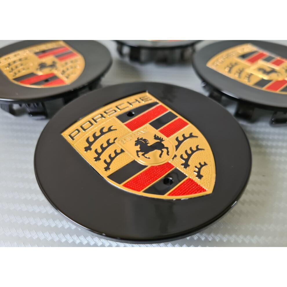4x Porsche Wheel Centre Caps | Black 65mm