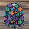 Ladies' Fashionable Casual Long Sleeved Halloween Printed Round Neck Knitted Yarn