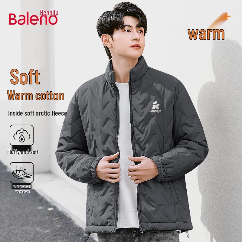 Baleno Men's Letter Print Fleece-Lined Winter Jacket
