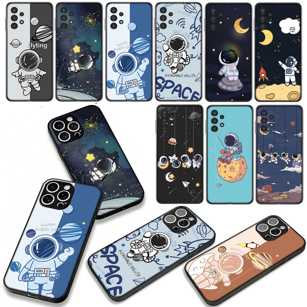 Art Astronaut Moon Sky Phone Cover Case for Apple iPhone 16 15 14 Plus 13 12 Mini 17 Pro Max + ProMax 16E Air 16+ Casing