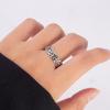 S925 Sterling Silver Meteorite Pattern Adjustable Ring - Unisex Retro, Cold Style, Hip Hop, Thai Silver.