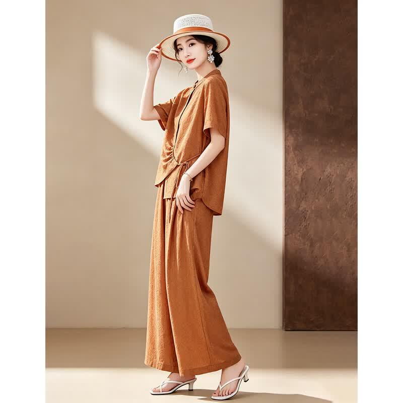 D.F.DEAR Women's Retro Stand-Collar Two-Piece Outfit