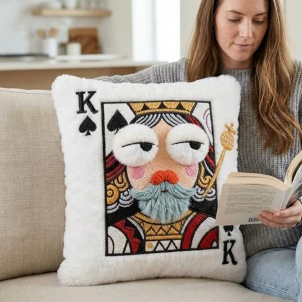 Soft Big Eyes Pillow Quirky Patchwork Pillow Funny Plush Embroidered Pillow Sofa Decor