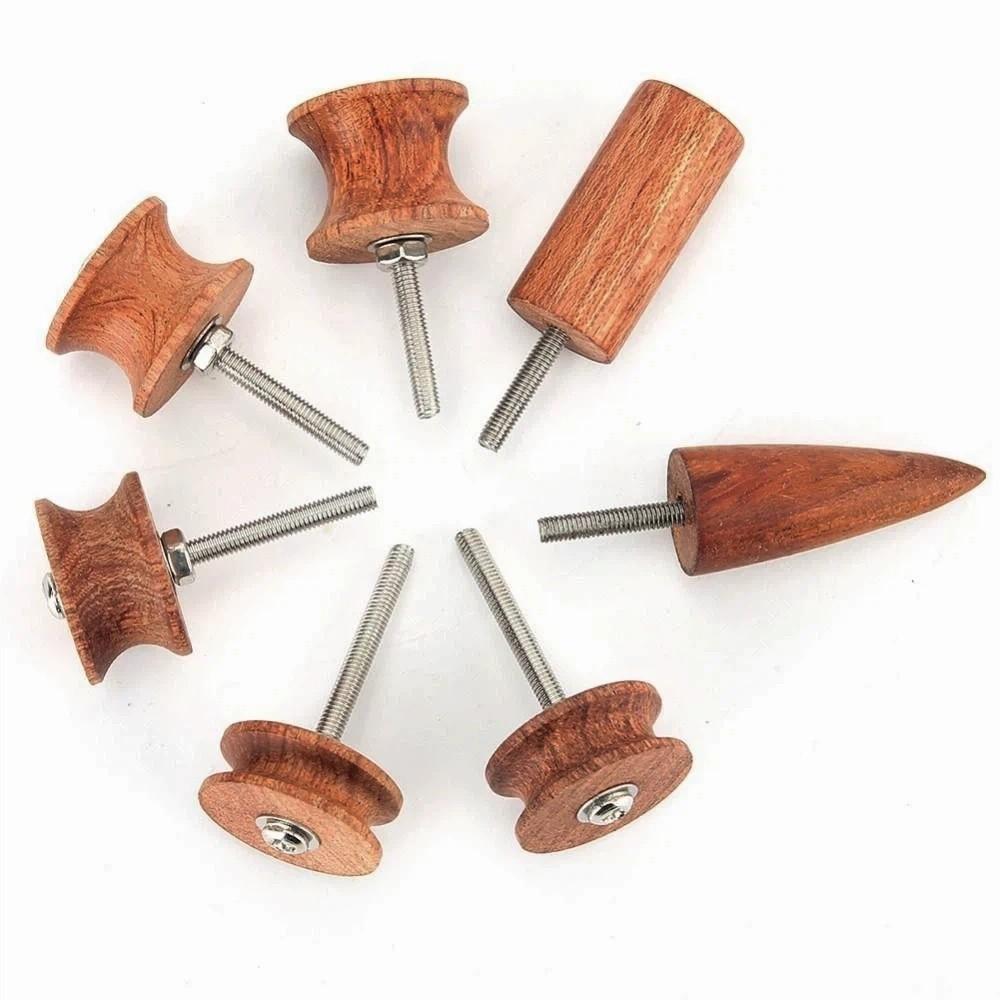 7 PCS Wood Leather Burnisher Kit with Electric Polished Head Pointed Tip Leather Slicker Tool Set 3mm Hardened Steel Shaft
