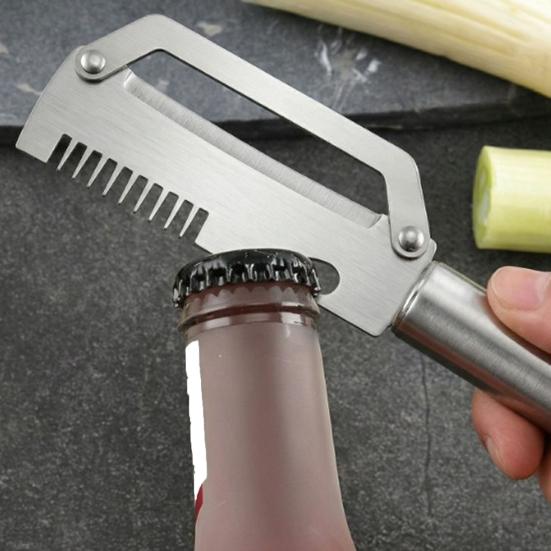 Stainless Steel Vegetable Peeler Multi-Function Fruit Potato Peeler for Pineapple Pumpkin Sugarcane Ergonomic Bottle Opener Rust-Proof Essential