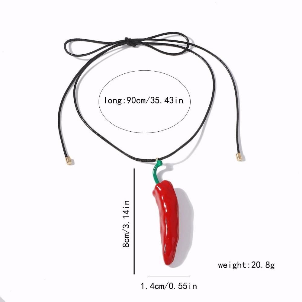 Boho Style Fashion Necklace Simple Metal Accessories Cute Red Pepper Pendant  Parties