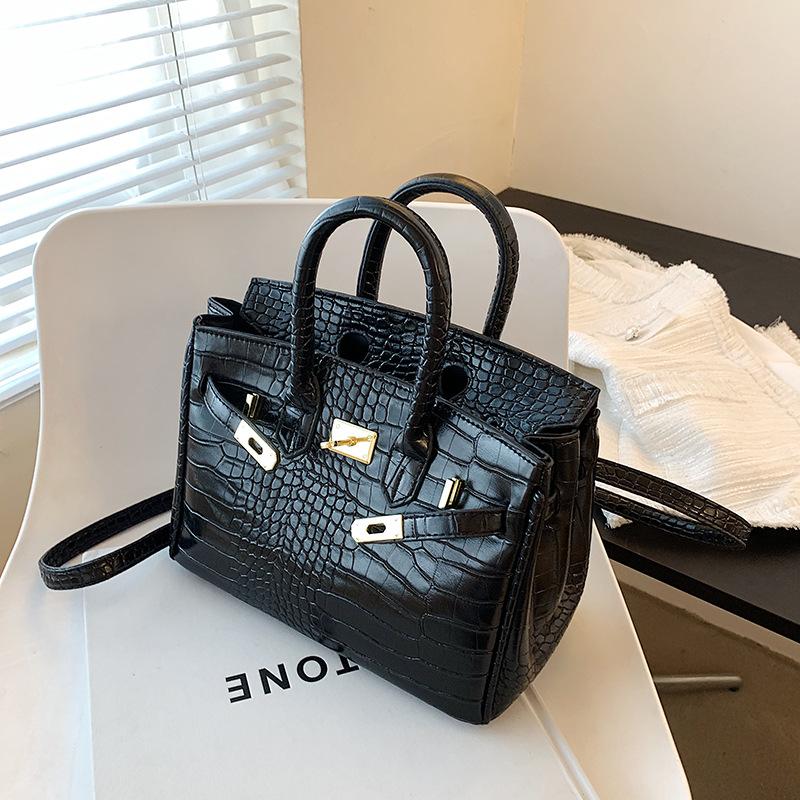 

Премиальная сумка модный крокодиловый узор платиновая сумка портативная на плечо мессенджер трендовая женская сумка чёрный