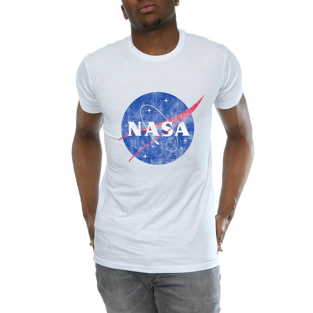 NASA Mens Insignia Distressed Cotton Logo T-Shirt