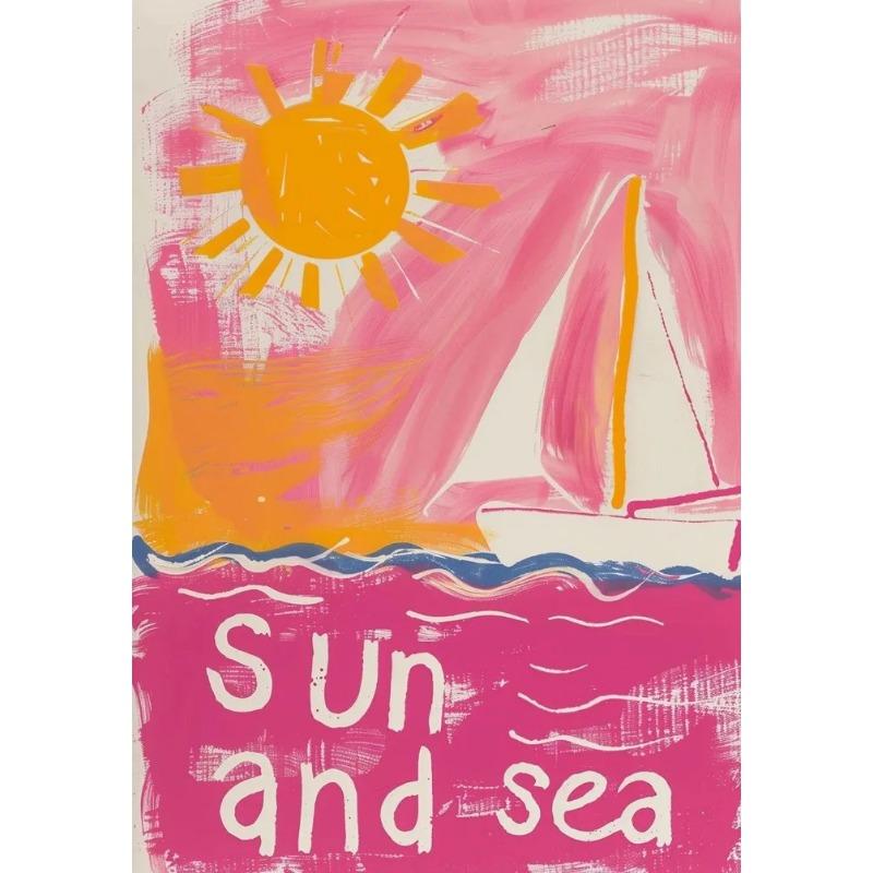 

Abstract Colourful Sun Ocean Palm Tree Landscape Cactus Poster And Prints Canvas Printing Wall Art Picture For Living Room Decor 21cm×30cm NoFrame