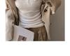 Elegant V-Neck Lace Trim Low-Neck Slimming White Top for Women - Autumn/Winter Innerwear
