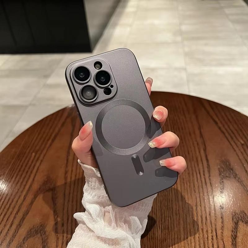 Magnetic Luxury Matte Magsafe Wireless Charging Case For iPhone 16e 15 14 13 11 12 Pro Max Plus Glass Lens Protection Soft Cover