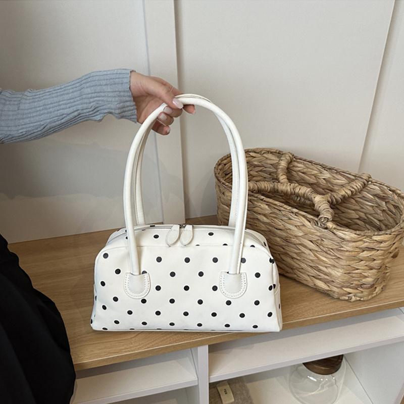 Yogodlns New Large Capacity Shoulder Bags Zipper Polka Dot Bowling Underarm Bags For Women Minimalist Shopper Handbag