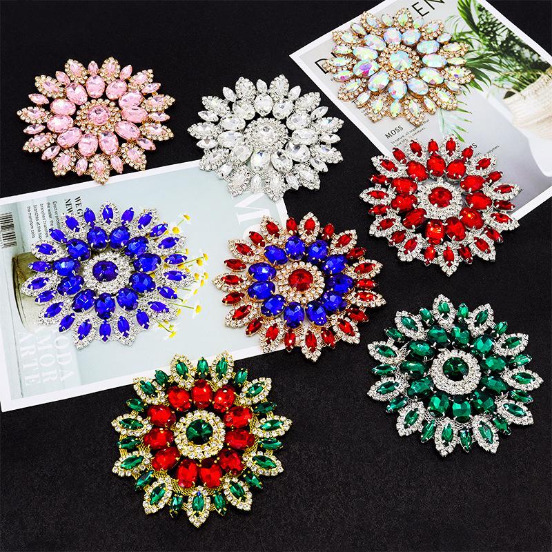 5pcs Rhinestone 11CM Sunflower Shape Crystal Diamond Bags Hat Accessories DIY Craft Wedding Gift Rhinestone Decoration