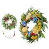 19inch Artificial Silk Flower Wreath Front Door Wreath Hanging Ornament Vine Wreath Seasonal Home Decors for Spring
