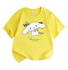 Cute White Long Ear Cartoon Character Print Kids 100% Cotton T-shirt Boys Girls Casual O-Neck Short Sleeve Tee Soft Breathable Summer Daily Comfortabl