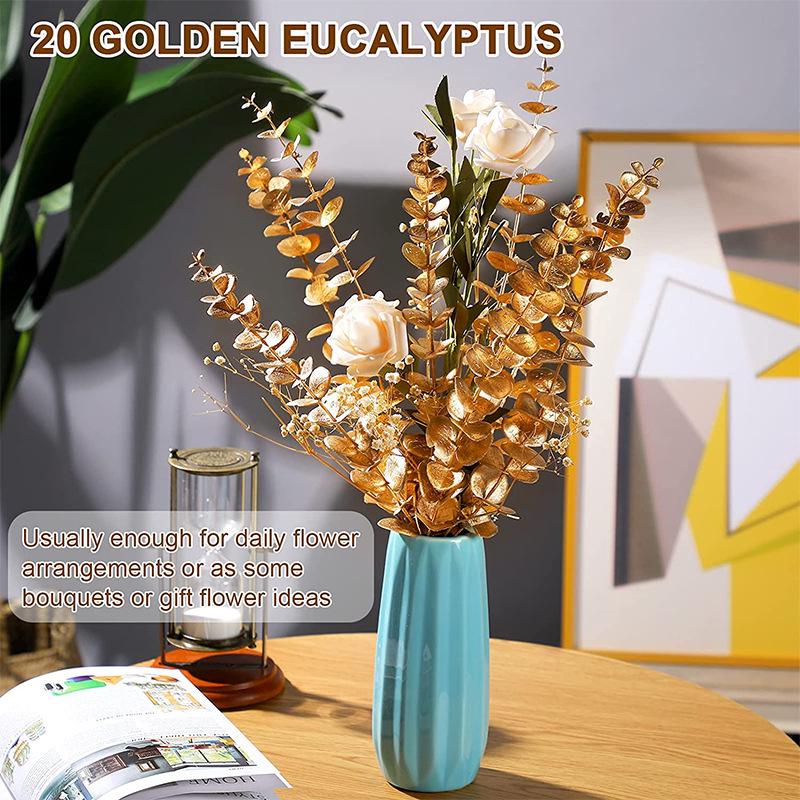 Golden Eucalyptus Artificial Leaves - Christmas & Wedding Decor