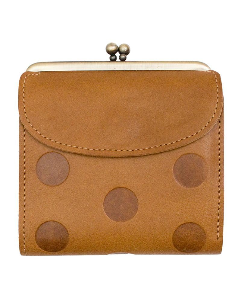 Кошелек Kanmi Candy Roof Short Wallet WL10-20, Складывающийся пополам, На кнопке, Натуральная кожа, Сделано в Японии, Карамельный