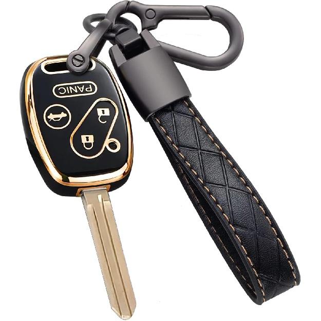 

Applicable to Honda Keychain Protective Case,Leather Keychain,Advanced TPU Key Case,Compatible 2003-2015 Honda Accord Crosstour Civic EX CR-V Pilot