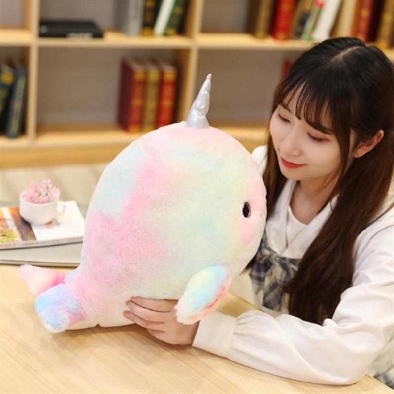 Rainbow Unicorn Whale Doll Cute Whale Plush Toy Little Dolphin Doll 28cm