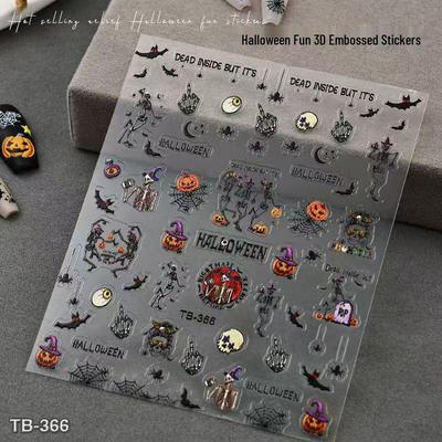 3D Waterproof Halloween Nail Art Stickers: Pumpkin, Lantern, Ghost & Witch Designs