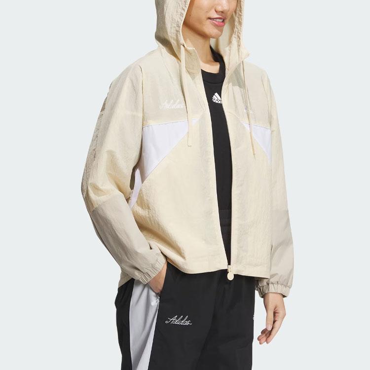 Adidas Rco Jachetă Windbreaker cu Blocuri de Culoare cu Glugă Jachetă Femei Rock Nisip Praf IP0752