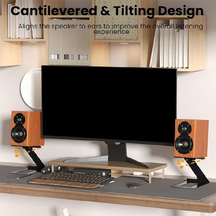 Desktop Speaker Stand 6° Incline Speaker Stand with Vibration Absorption Pads Support 22lbs Studio Monitors Holder