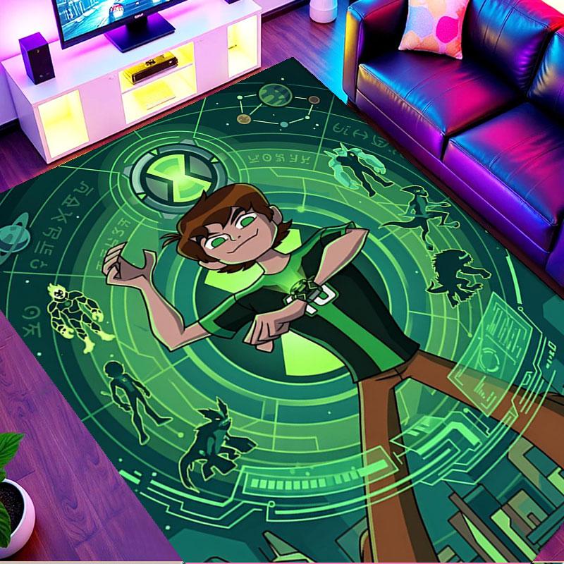 Ben 10 Cartoon Print Rug, Washable Floor Carpet, For Entryway Dorm Laundry Room Office Study, Home Decor Birthday Christmas Gift