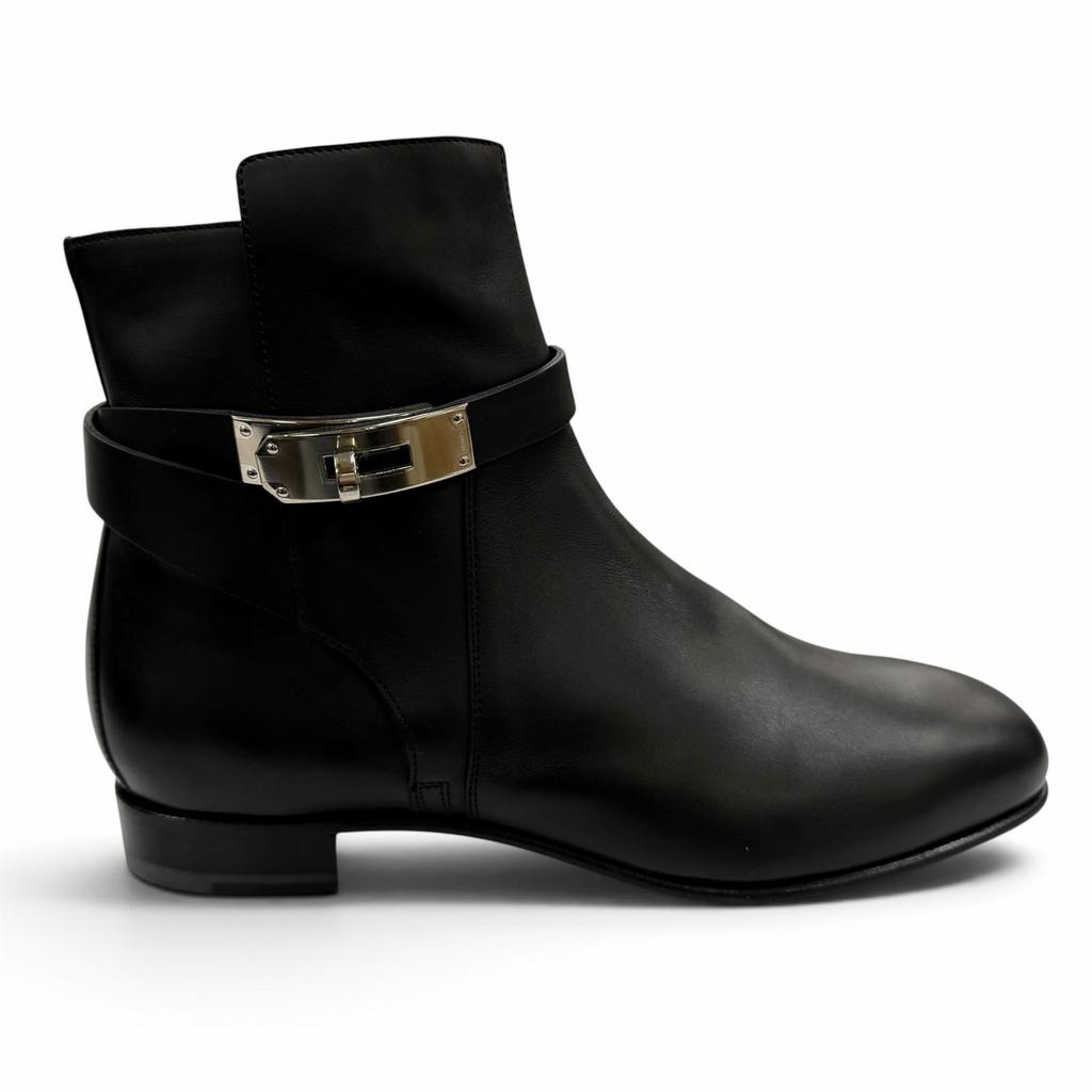 Pristine HERMES short boots Neo Kelly Buckle Leather black leather Women 37 Used