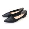 [AmiAmi] Women's Two-Tone Flat Pumps - Comfortable, Leg-Lengthening, Business, Travel, Flat Shoes FX2013 (Size 40 (24.5cm-25.0cm), Black (PU) X Black