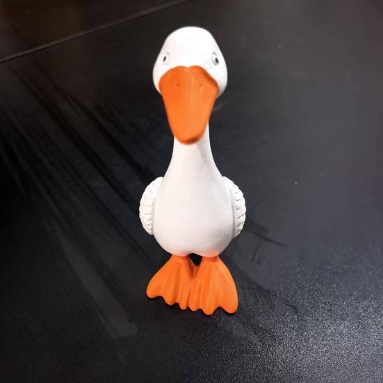 Mini White Goose Statue Miniature Goose Figurine Resin Animal Sculpture Home Office Outdoor Garden Table Decoration Ornament