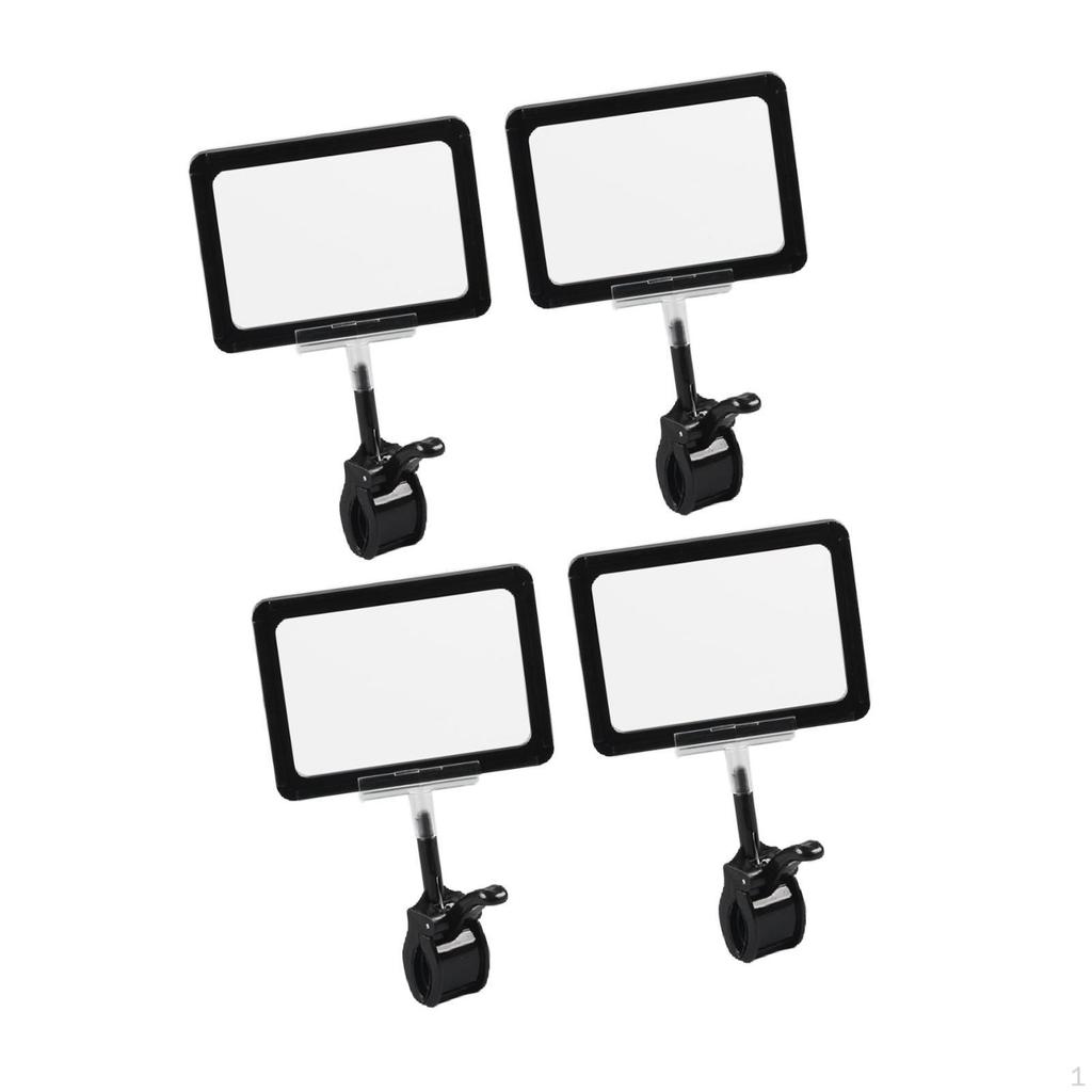 4Pcs Sign Holder Clips Merchandise Reusable Double Swivel Price Tags Clamps for Restaurants