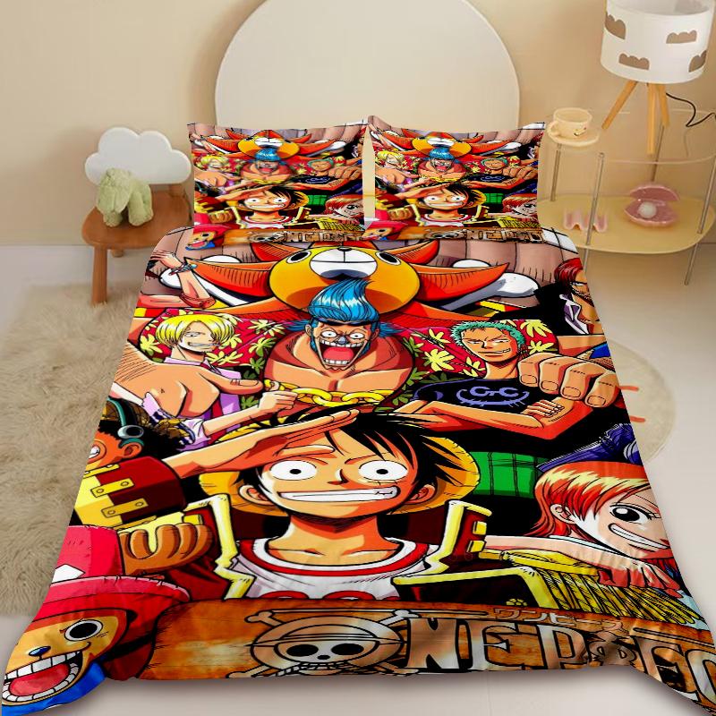 Luffy Kids Duvet Cover One Piece Anime Cartoon Bedding Set Quilt Cover Full King Size for Bedroom Decor Best Gifts