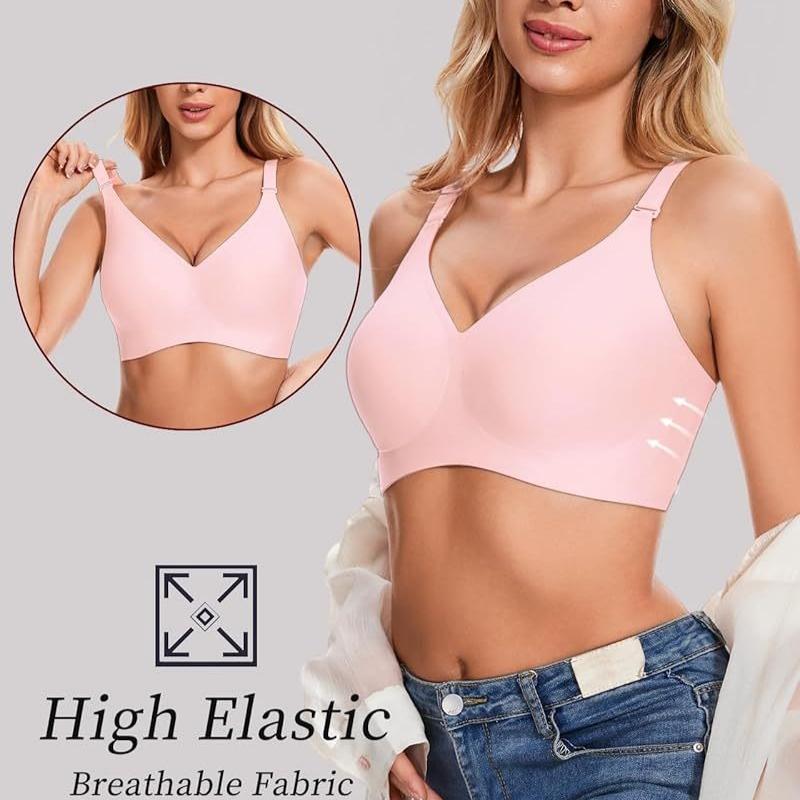European Plus Size Wireless Seamless Jelly Support Bra for Women Comfort Daily Intimates