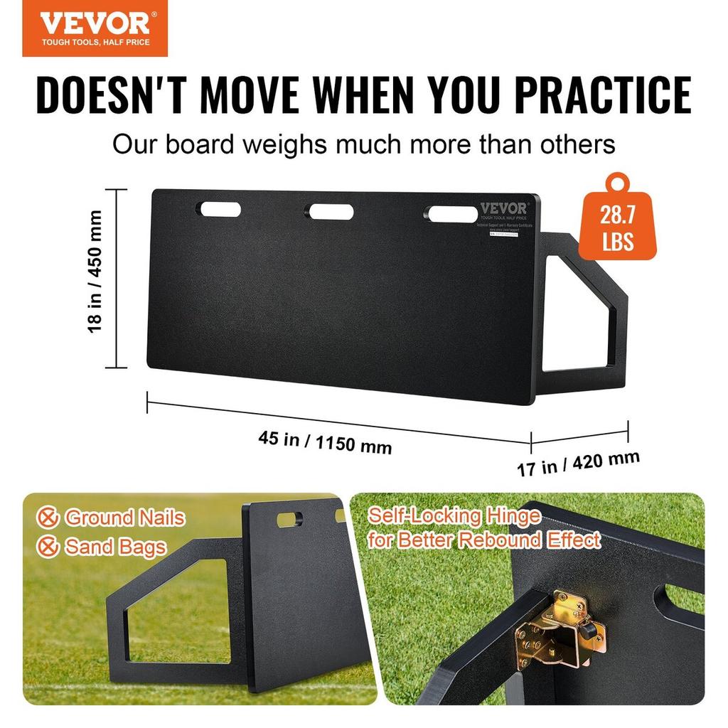 Soccer Rebounder Board, 45"X18" Portable Soccer Wall with 2 Angles Rebound, Foldable HDPE Kickback Rebound Board, Soccer Training Equipment for Kids