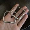 Metal Earrings Female Box Hoop Earrings Geometric Shape Trim Face Shape Slim Earrings