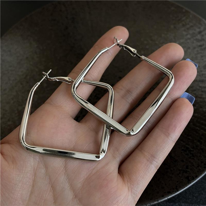 Metallohrringe Damen Box Creolen Geometrische Form Trimmen Gesichtsform Schlanke Ohrringe