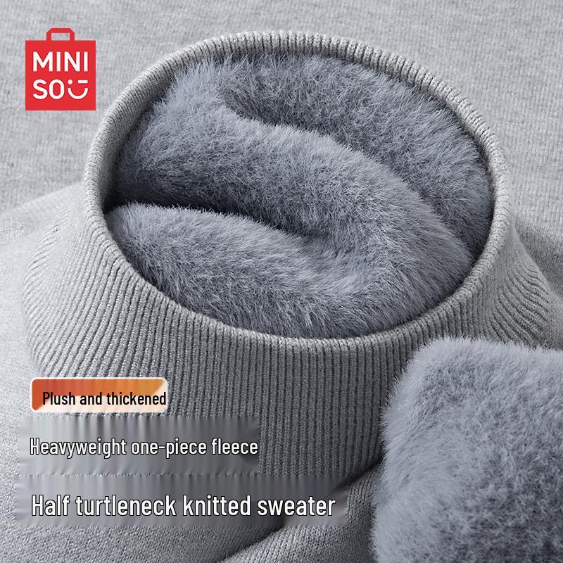 

MINISO Men s Thickened Mock Neck Knit Sweater 3XL