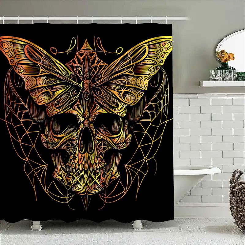 

Tuniu Psychedelic Skull Pattern Blackout Curtain Fabric Shower Curtain For Bathroom Decor Cool Art Design W60H190(CM)-1 Pcs
