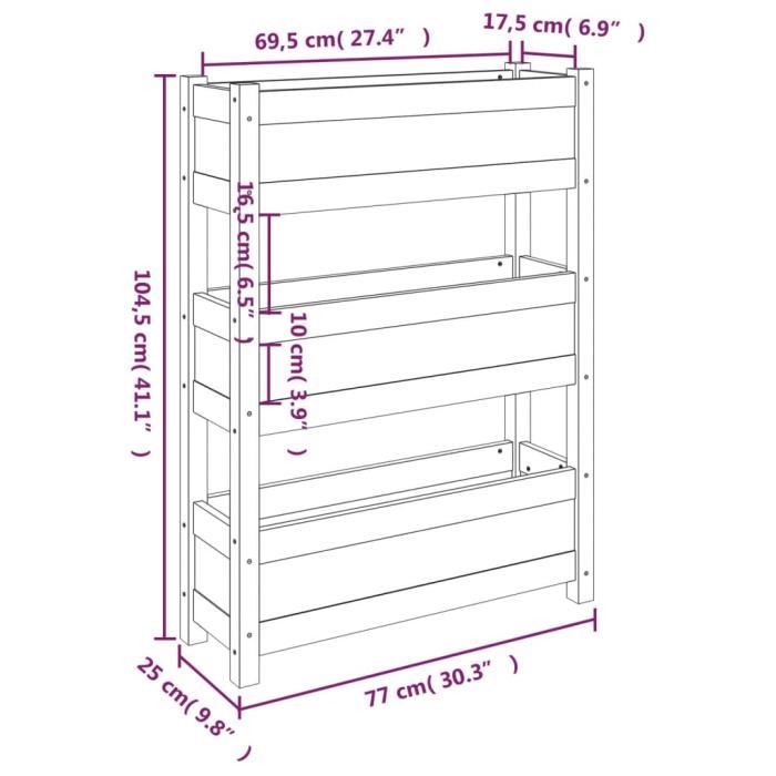 VidaXL Jardinière Gris 77x25x104,5 cm Bois massif de pin 823936