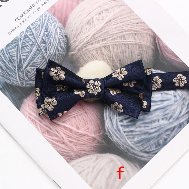 Färgvävd Jacquard Herrfluga 6cm Dubbellager Randig Liten Blomma Affärs Retro Kostym Skjorta Fluga