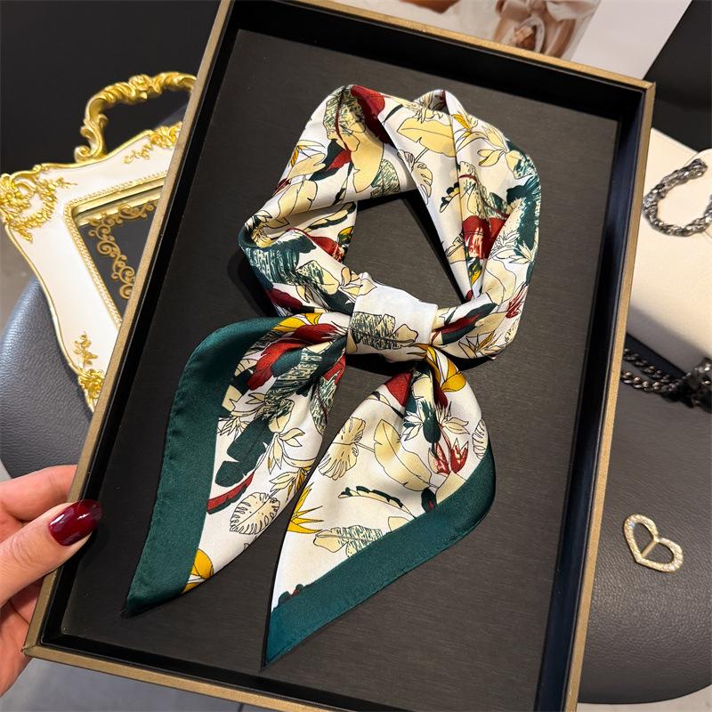 New Luxury Silk Square Scarf Women Neck Summer Beach Hair Bandana Headkerchief Shawl Wrap Hijab Echarpe