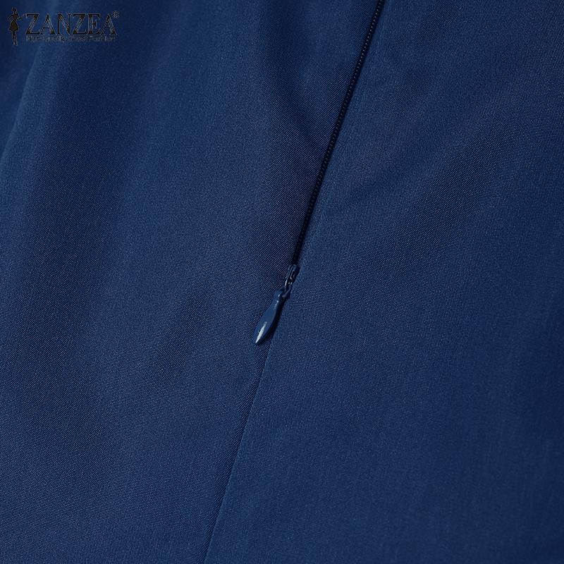 ZANZEA Women Casual Round Neck Summer Puff Half Sleeve Dress