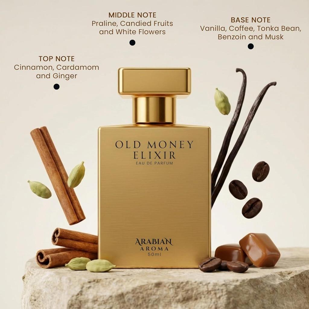 Aromă Arabă Elixirul Banilor Vechi Apă de Parfum, Vanilie Caldă, Cafea și Condimente Parfum de Lux, 50ml.