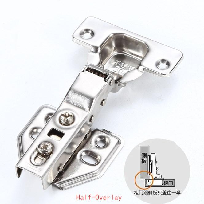 4Pcs Hinge Stainless Steel Hydraulic Cabinet Door Hinges Damper Buffer Soft Close Kitchen Cupboard Furniture Full/Embed