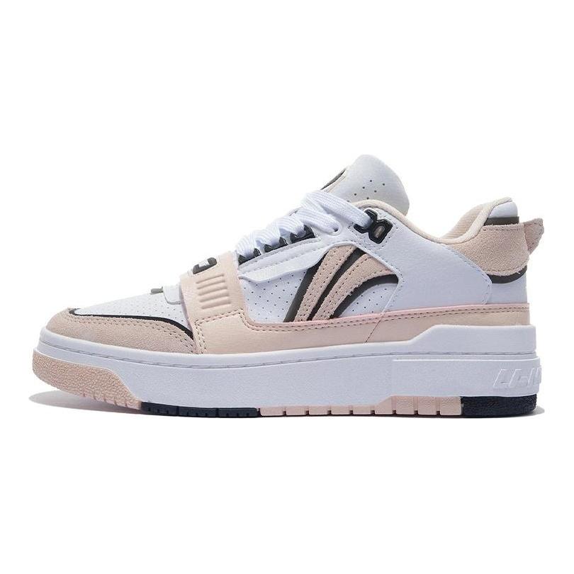 Li Ning BADFIVE Vintage Basketball Shoes Women's Low top Standard White/Soft Rose Pink ABCS004-1